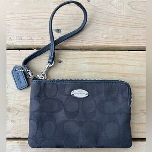 Coach Black Zip Up Wristlet 6”W x 4”H